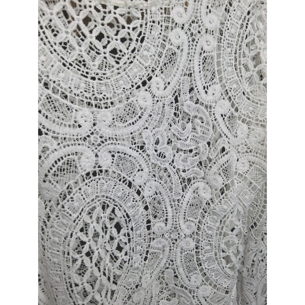 Ultra Pink Lace Long Sleeve Top Size L White Top/Beach Cover-Up Vacation Resort - Picture 10 of 13